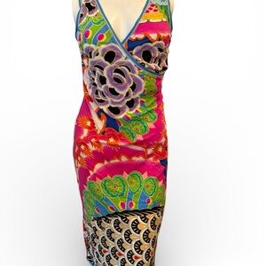LEONARD Rare  Vibrant Multicolor Sleeveless Dress